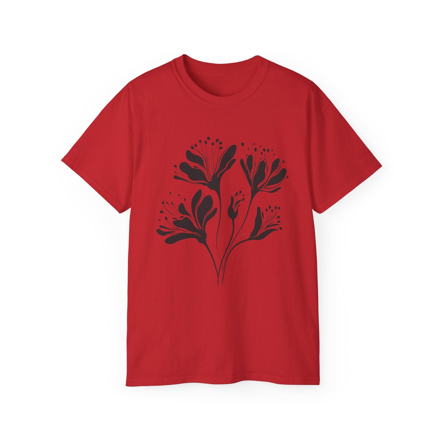 Minimal Black Floral Cotton Tee