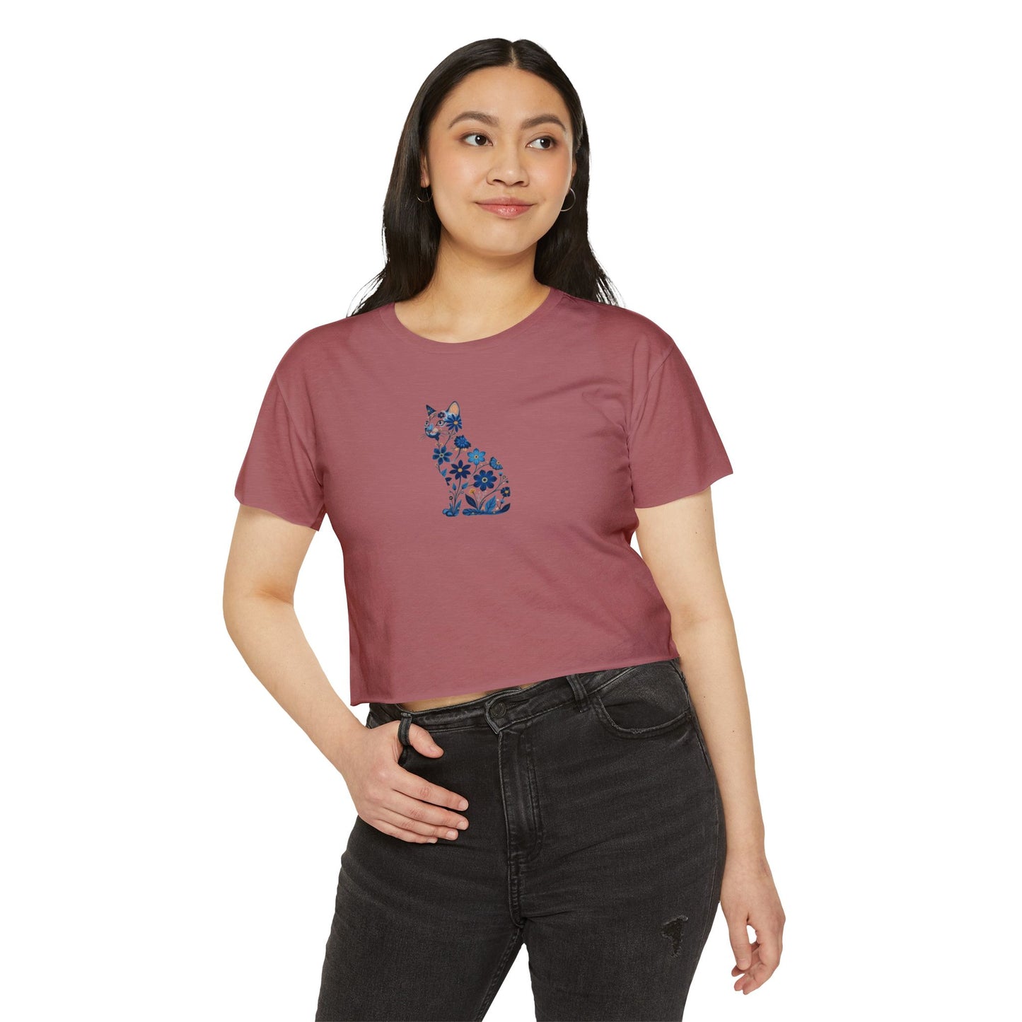 Botanical Cat Silhouette Boxy Tee