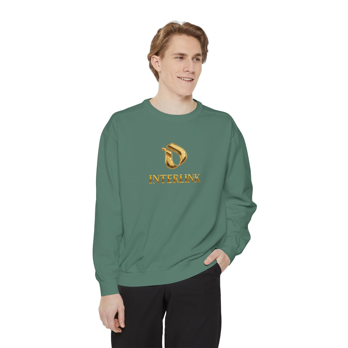 Gold Interlink Logo Crewneck Sweatshirt for Women