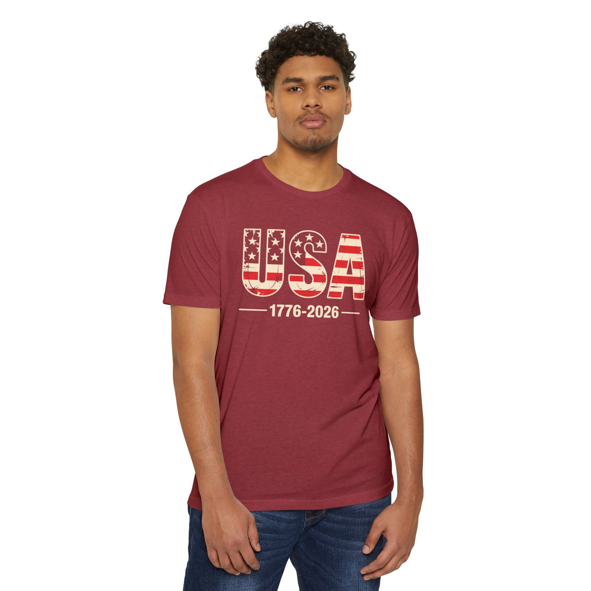 USA 1776-2026 Patriotic Flag Graphic T-Shirt