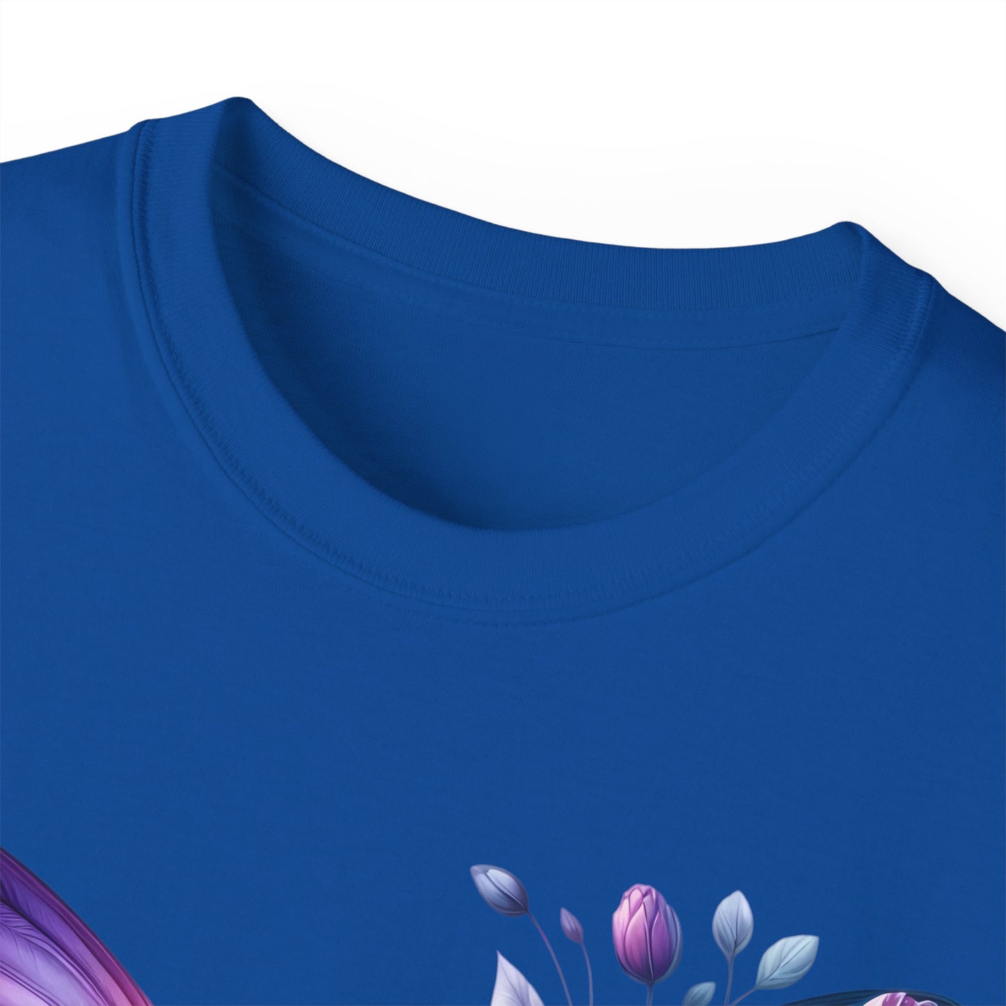 Purple Butterfly Floral Graphic T-Shirt