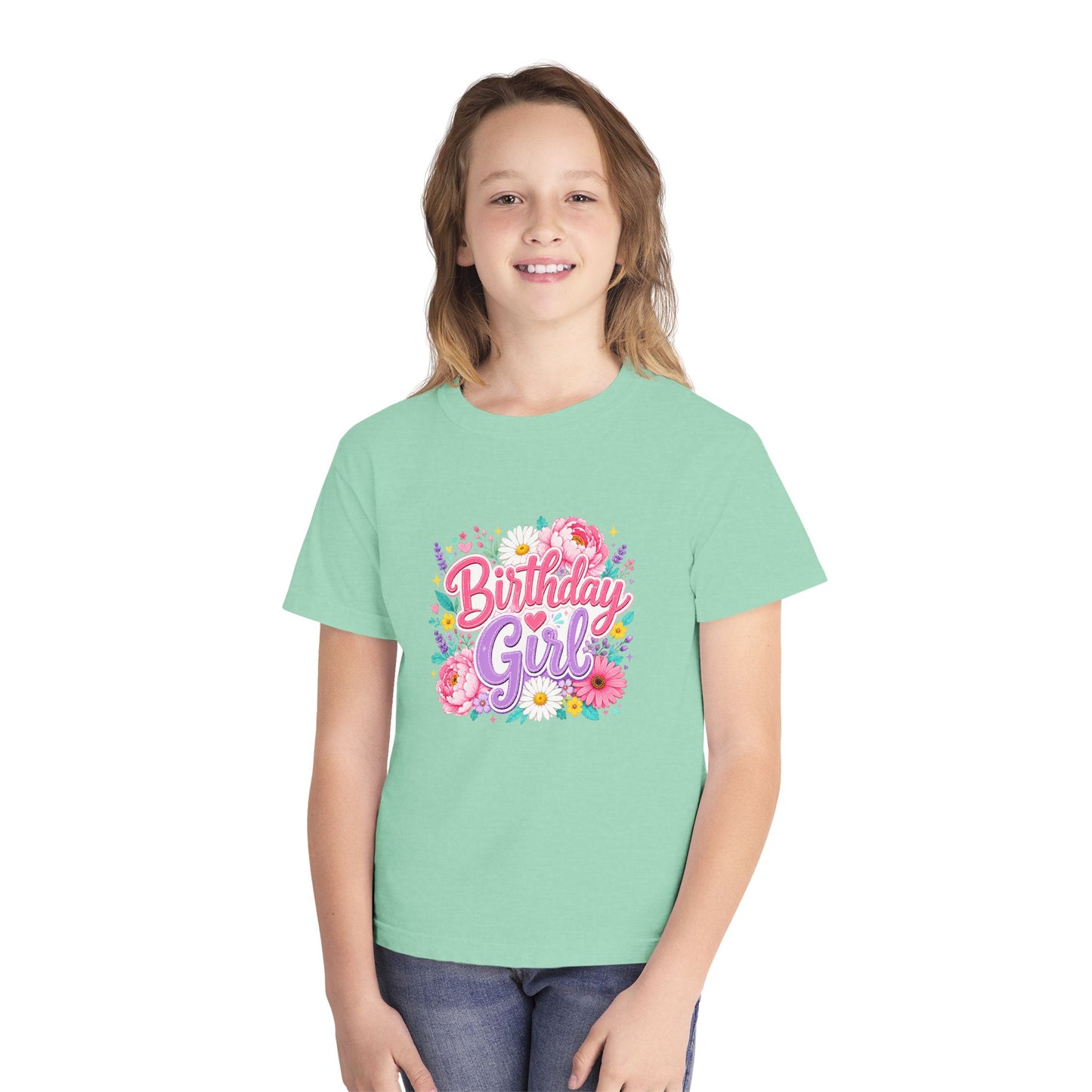 Birthday Girl Floral Youth T-Shirt