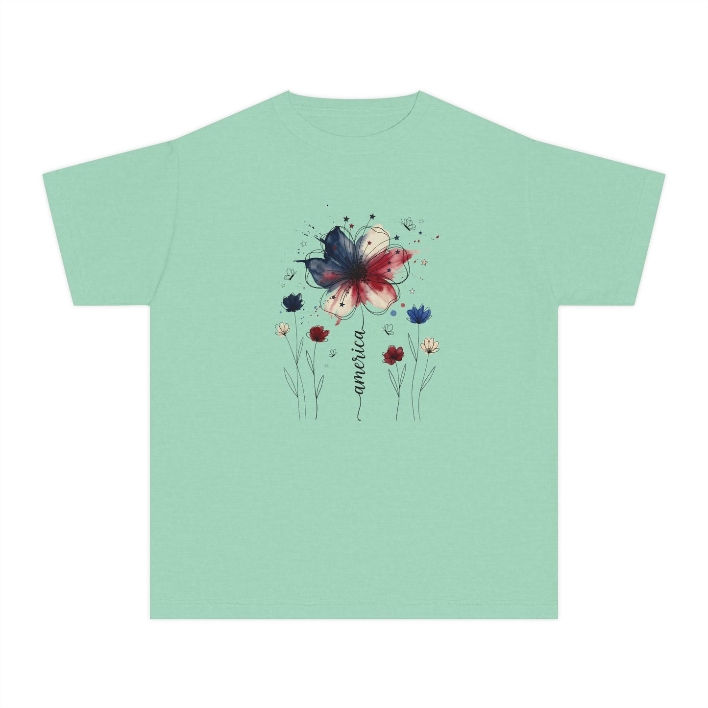 Watercolor Patriotic Butterfly Youth T-Shirt