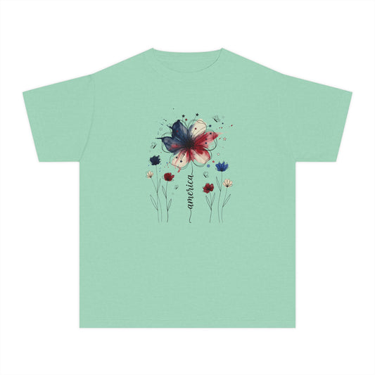 Watercolor Patriotic Butterfly Youth T-Shirt