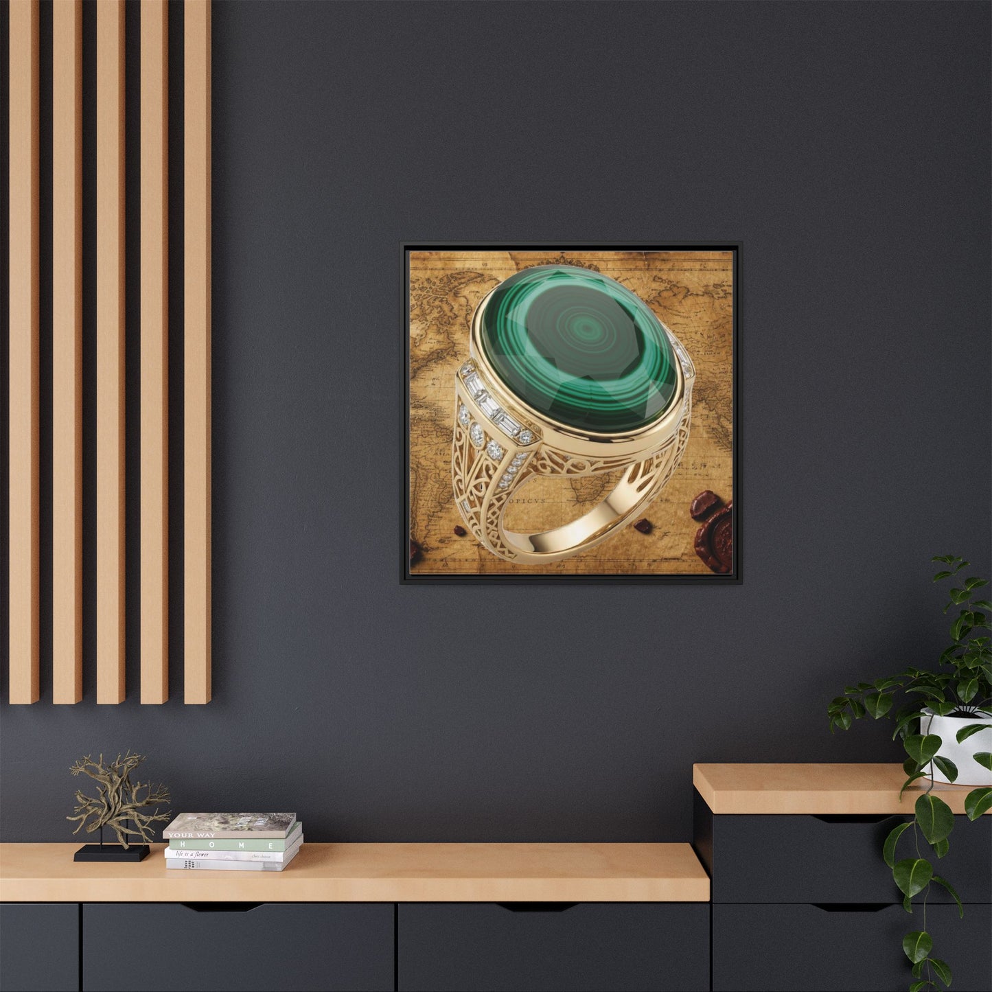 Banded Malachite Ring Framed Canvas