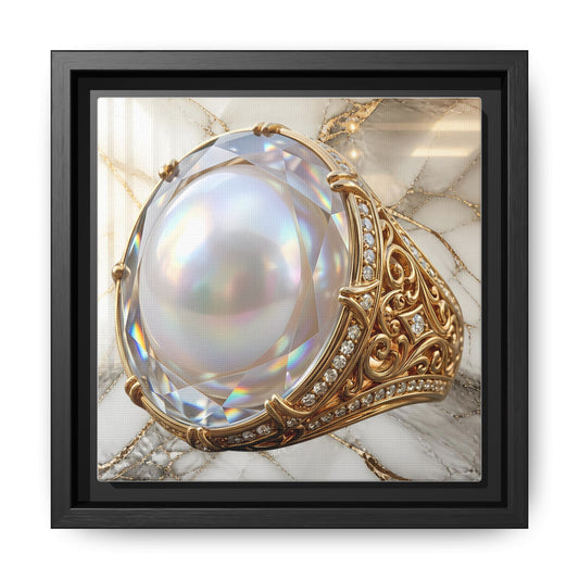 Iridescent Pearl Marble Ring Framed Canvas