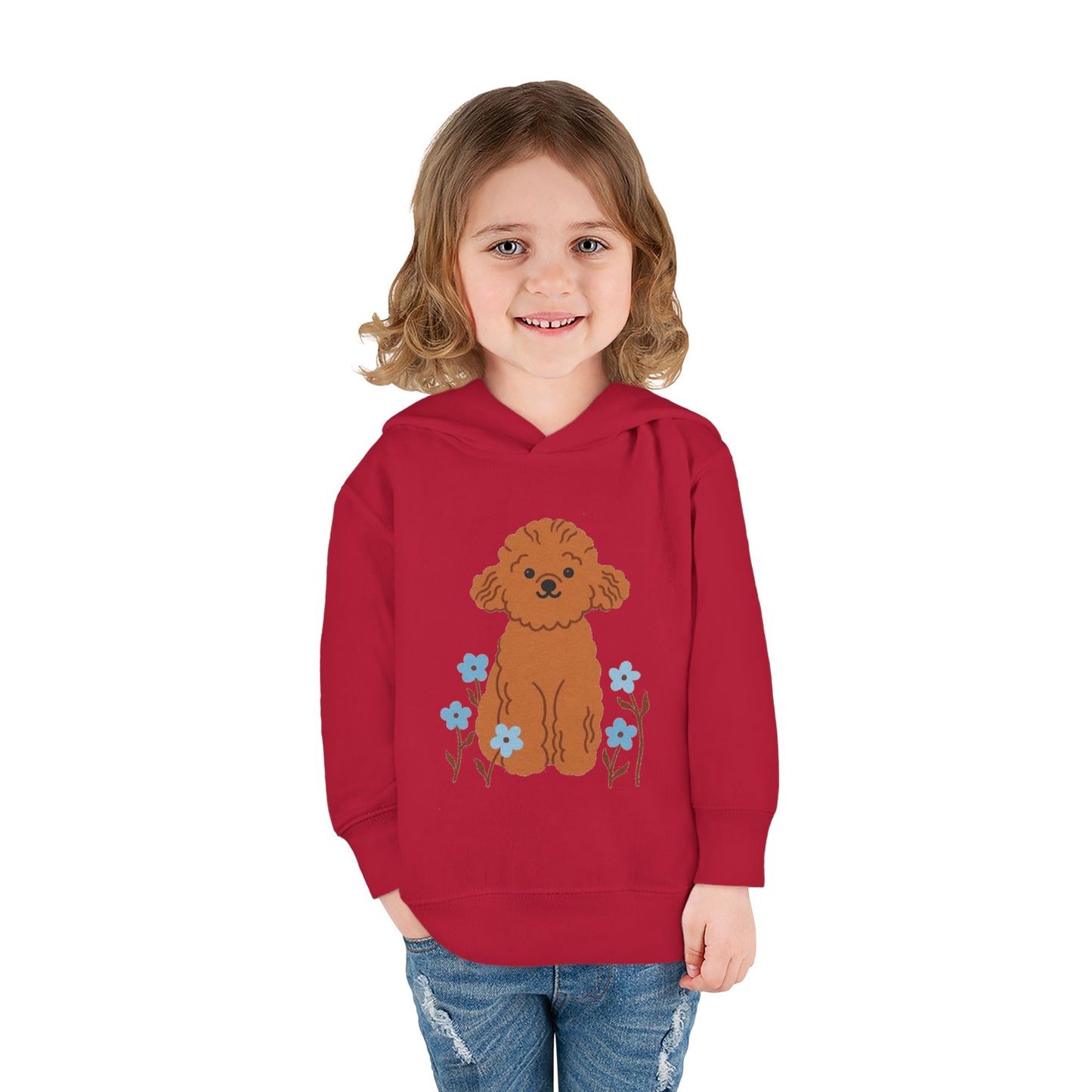 Curly Puppy and Wildflowers Toddler Hoodie