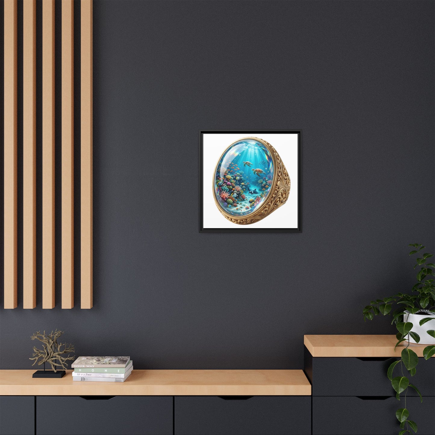 Coral Locket Framed Art