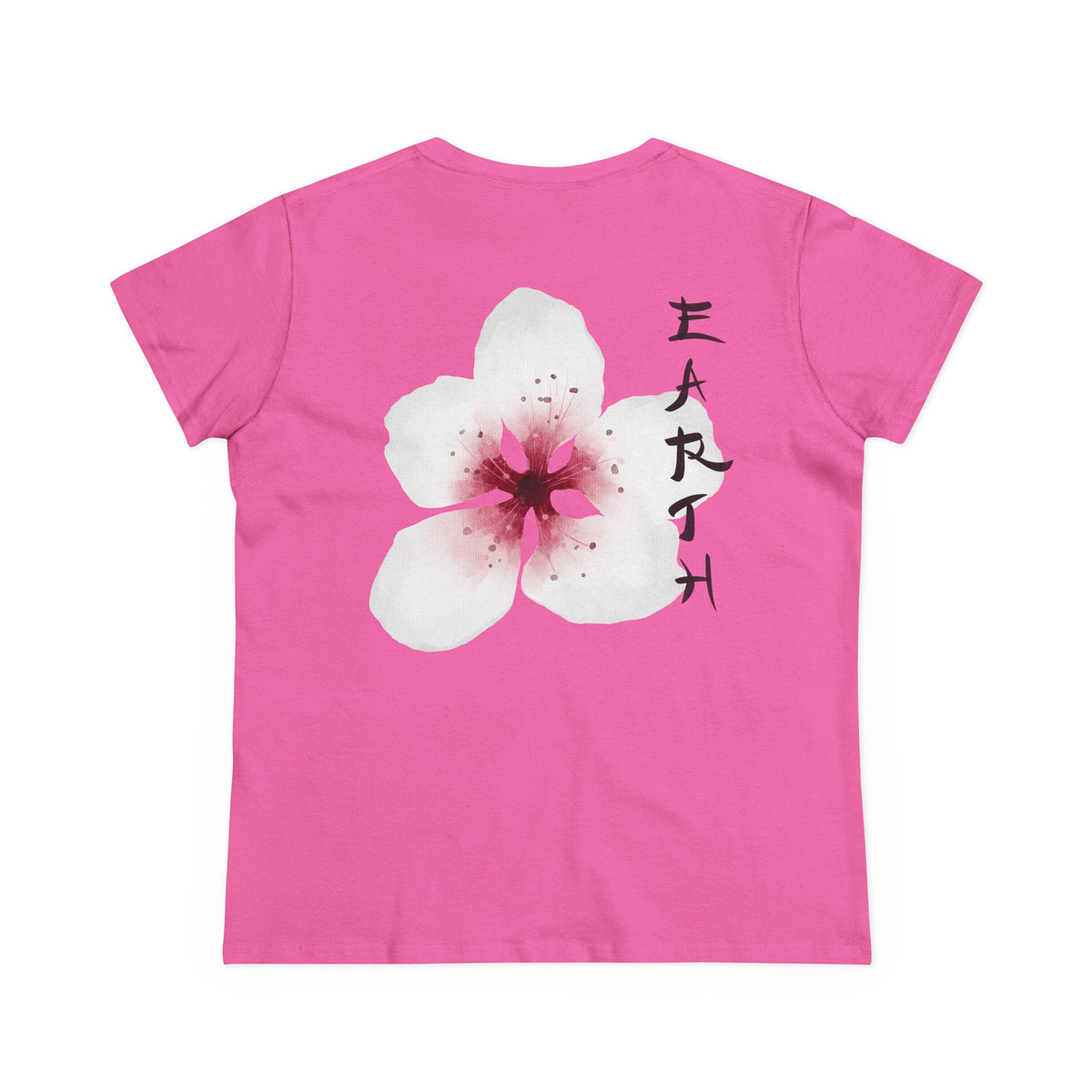 Sakura Blossom & EARTH Calligraphy Back Print Women’s Tee