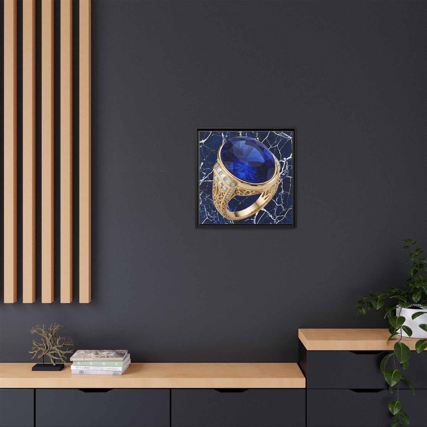 Faceted Sapphire Jewellery Framed Canvas