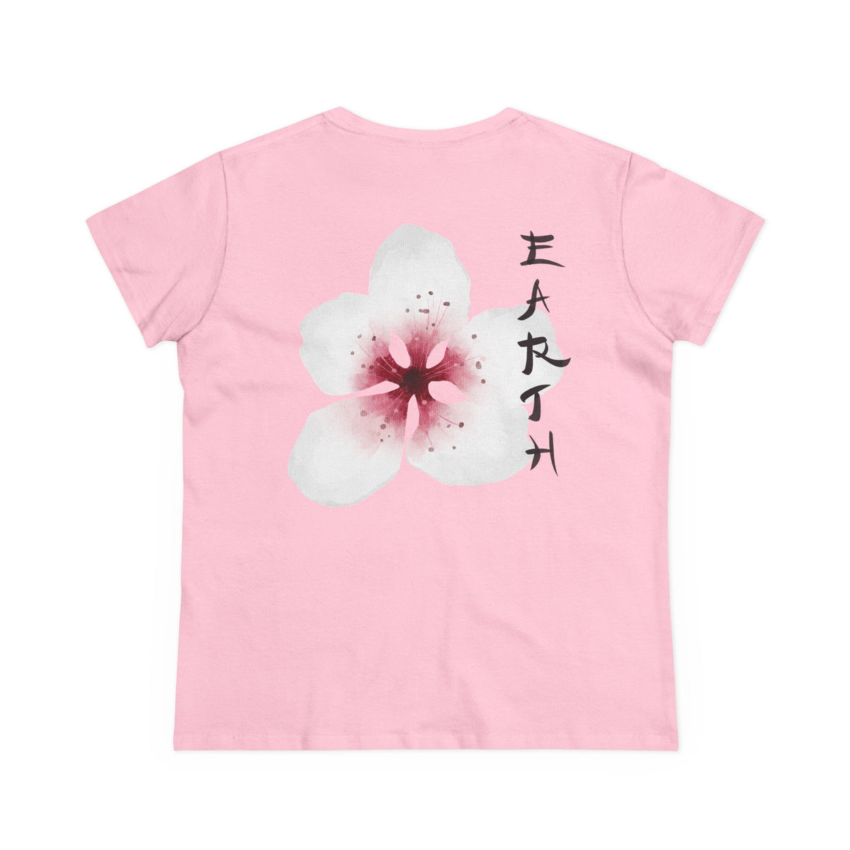 Sakura Blossom & EARTH Calligraphy Back Print Women’s Tee
