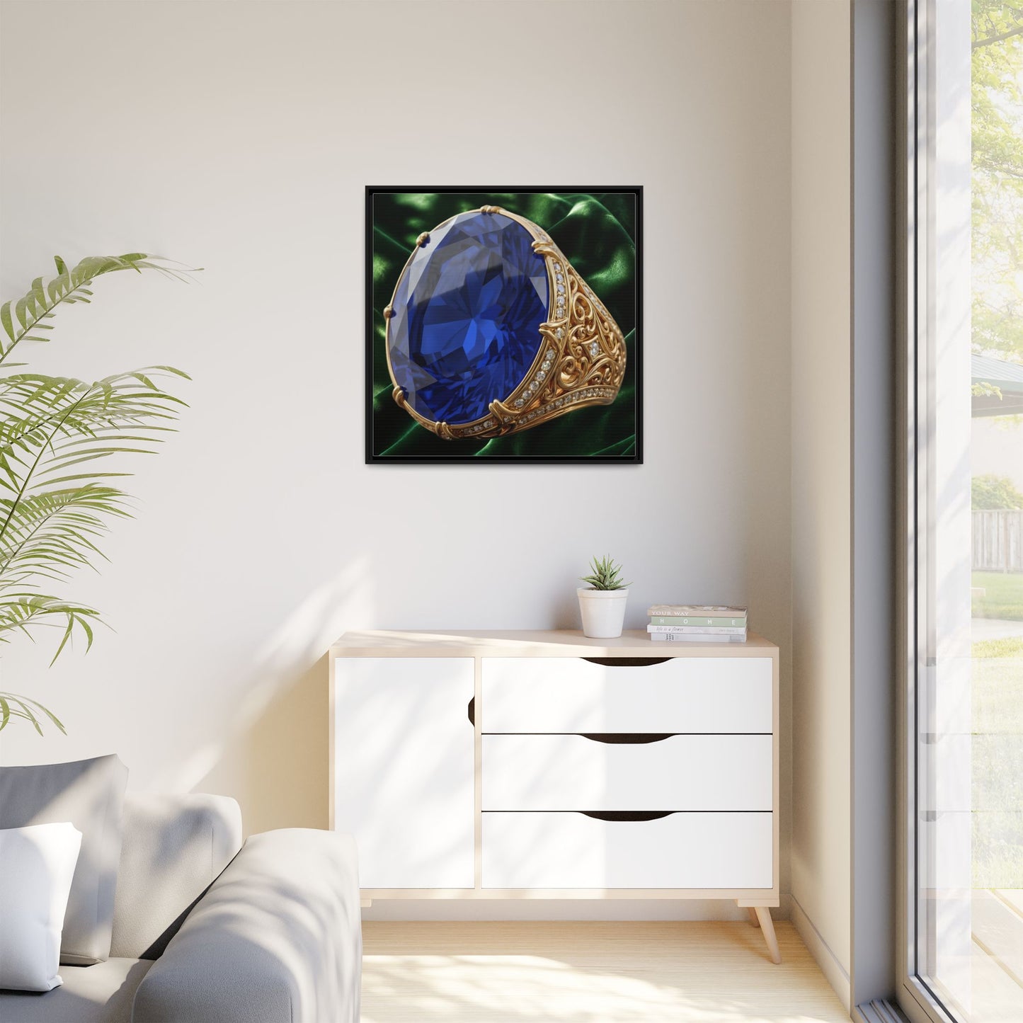 Sapphire Jewellery in Sculpted Setting Framed Canvas