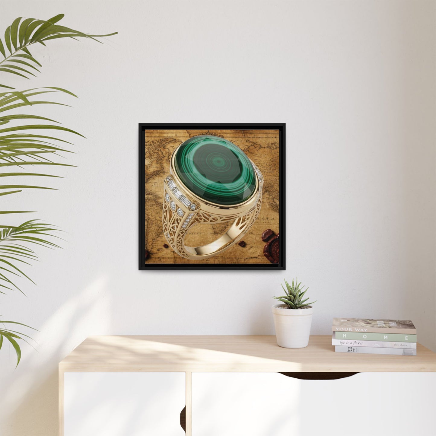 Banded Malachite Ring Framed Canvas