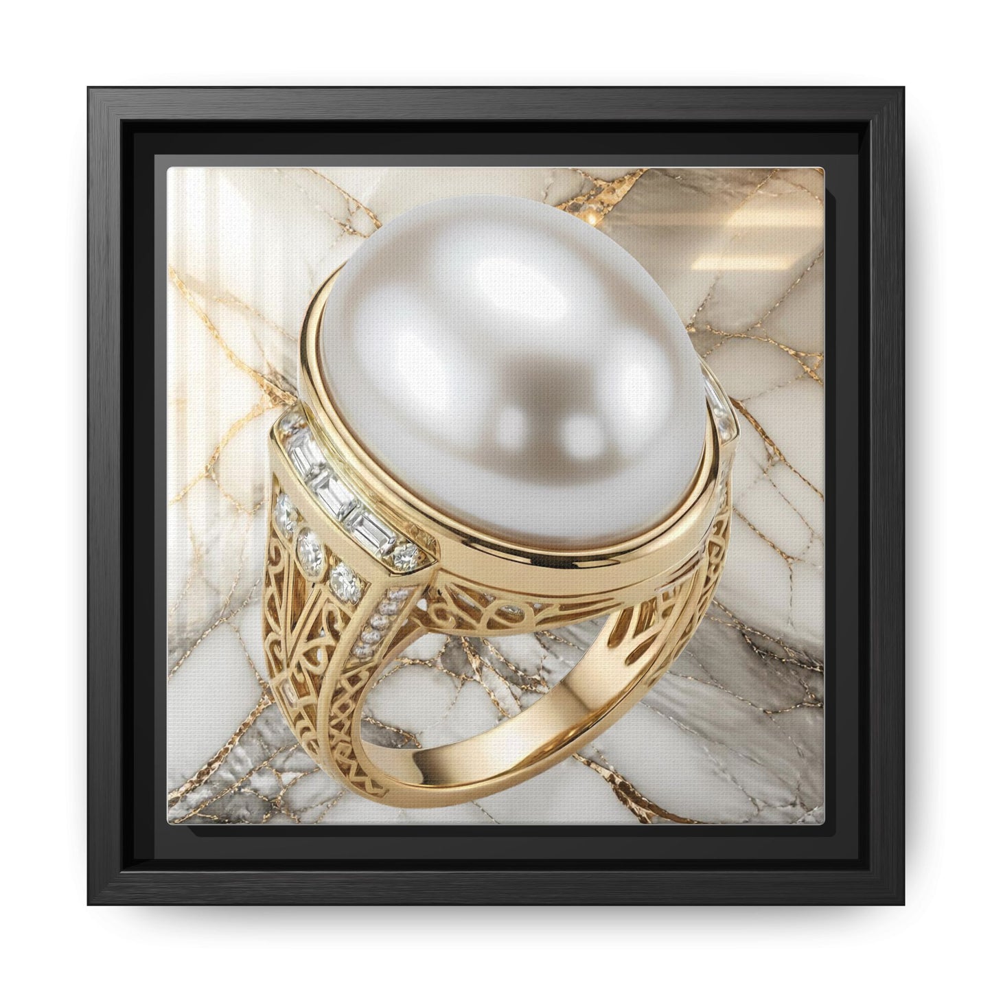 Pearl Ring Marble Surface Framed Canvas