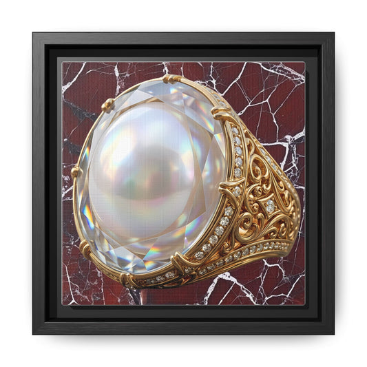 Iridescent Pearl Ring Marble Framed Canvas