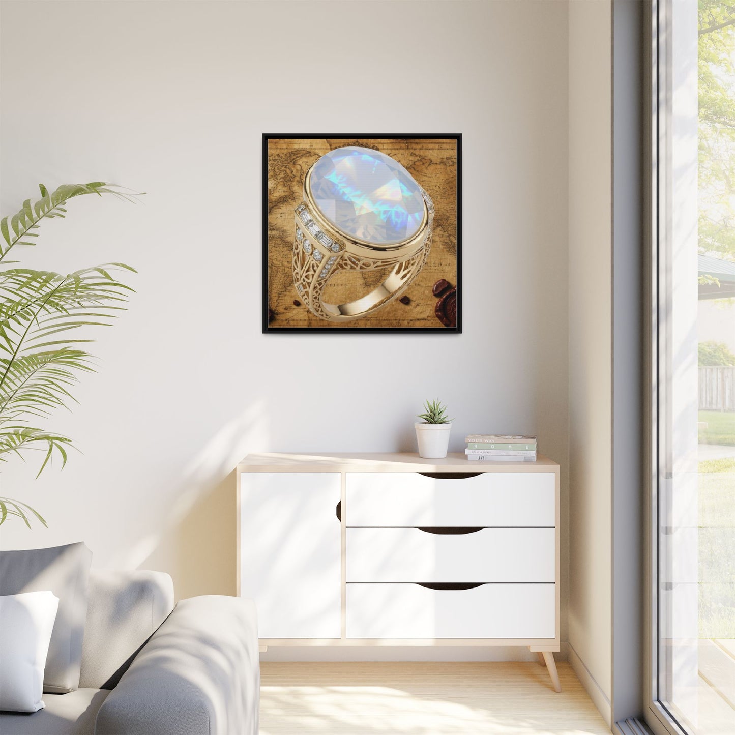 Moonstone Lightplay Ring Framed Canvas