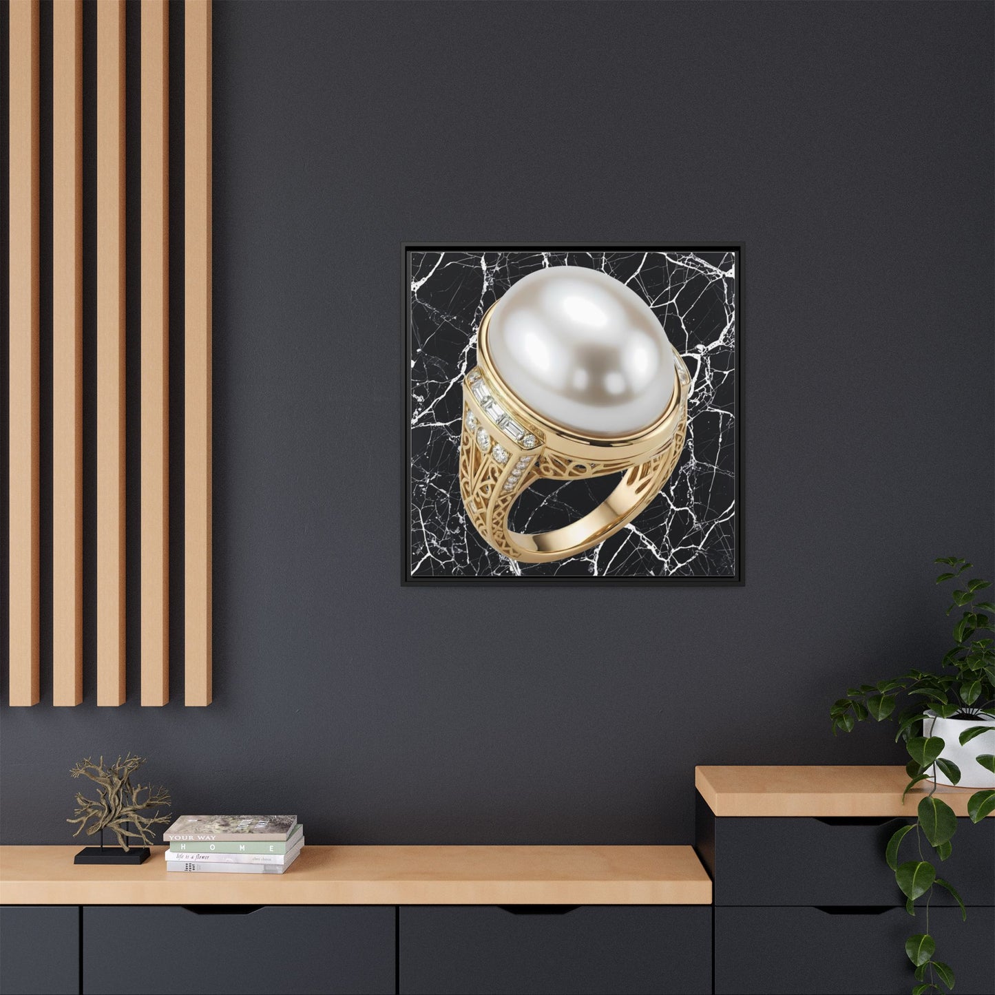 Pearl Ring Textured Marble Framed Canvas