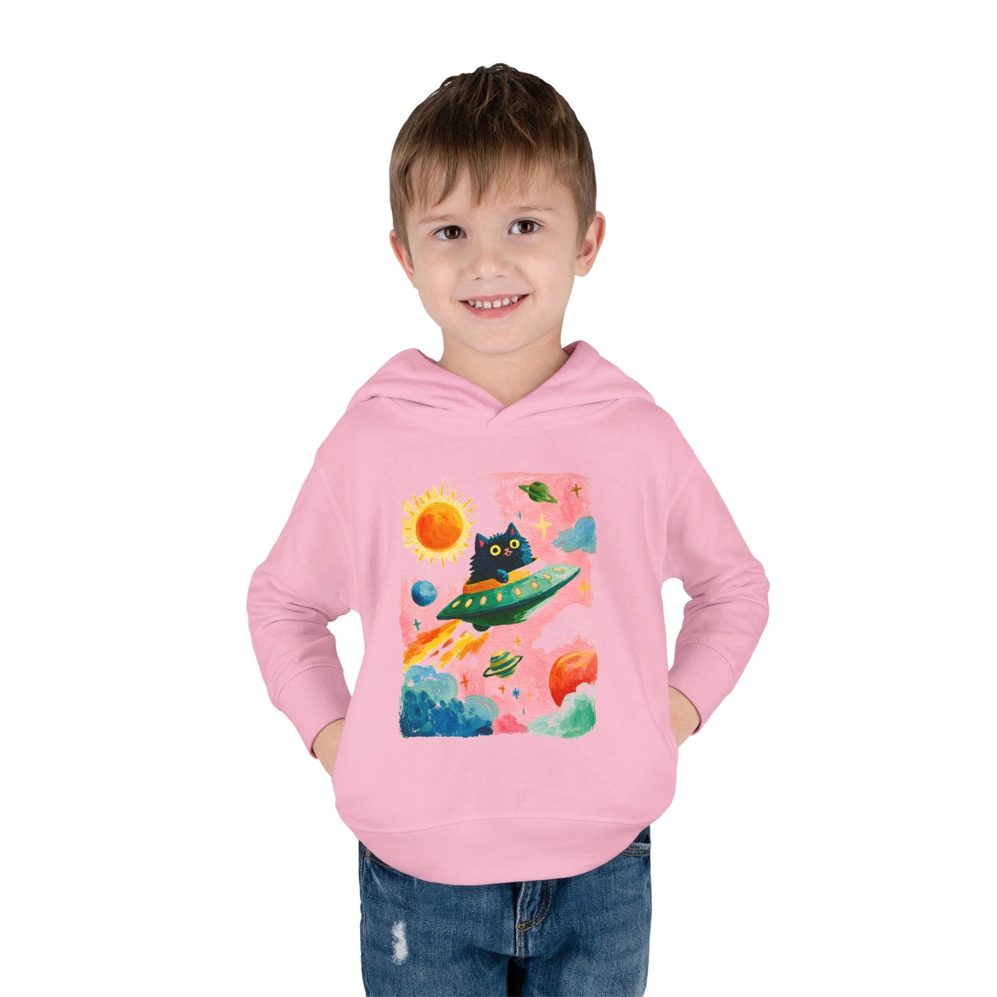 Space Cat UFO Toddler Hoodie
