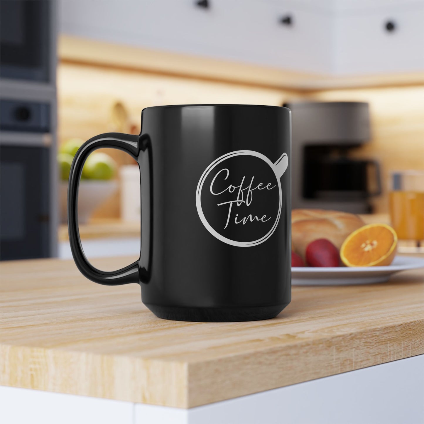 Coffee Time Black Ceramic Mug