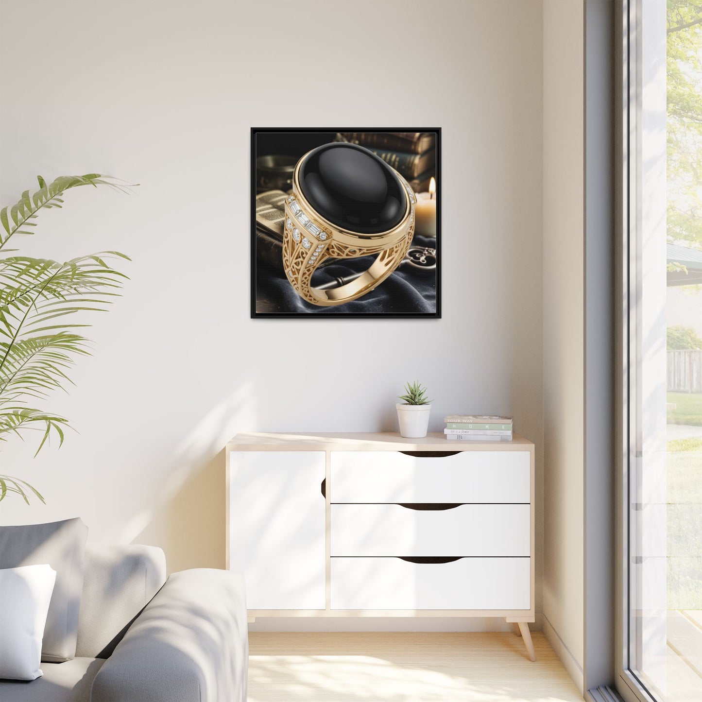 Midnight Onyx Ring Framed Canvas