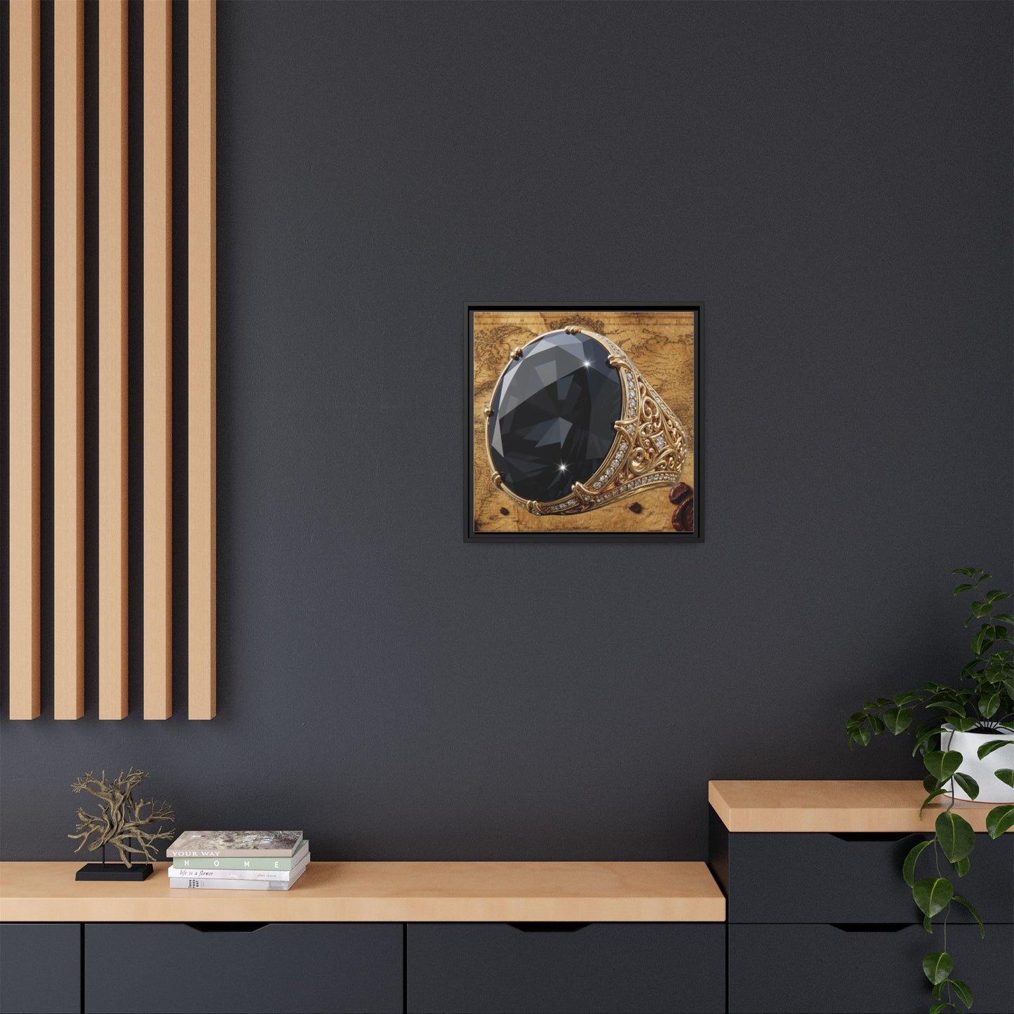 Black Diamond Ornate Mount Framed Canvas
