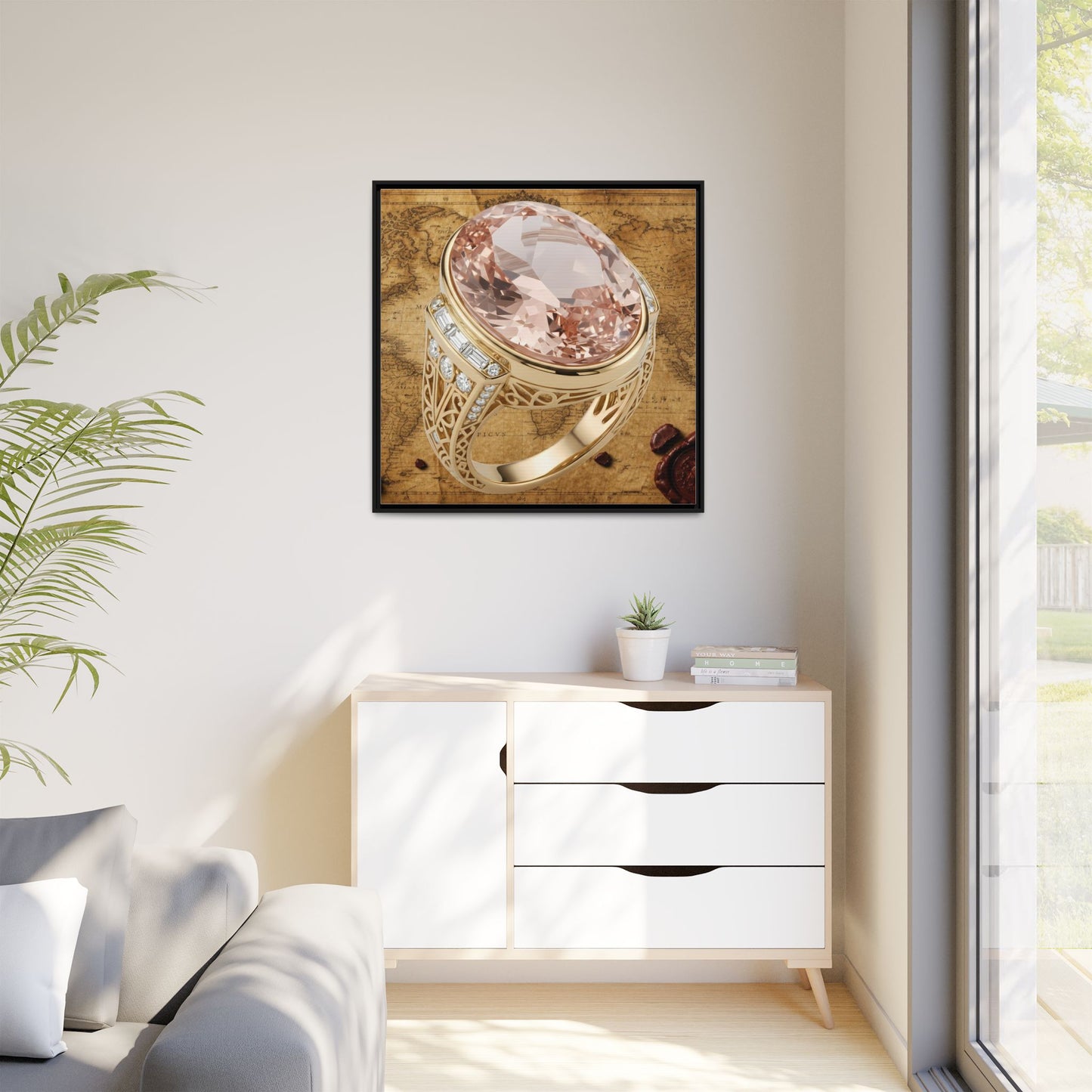 Filigree Morganite Ring Framed Canvas