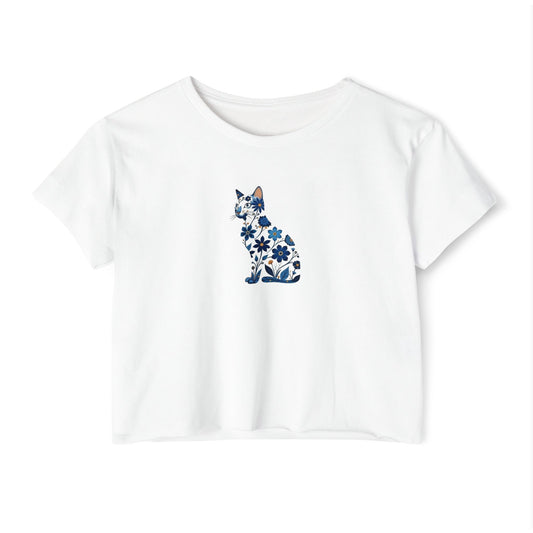 Botanical Cat Silhouette Boxy Tee