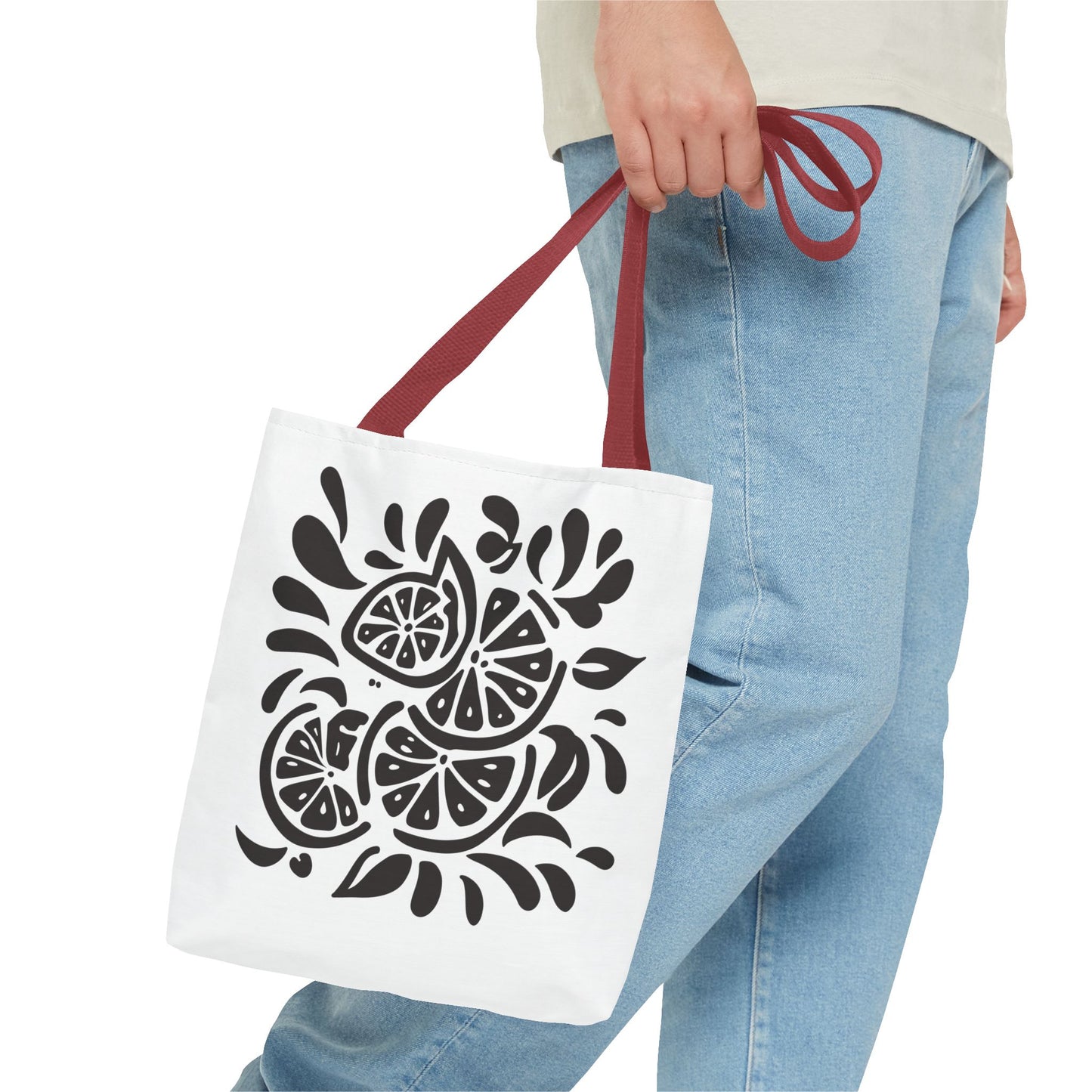 Monochrome Citrus Floral Tote Bag
