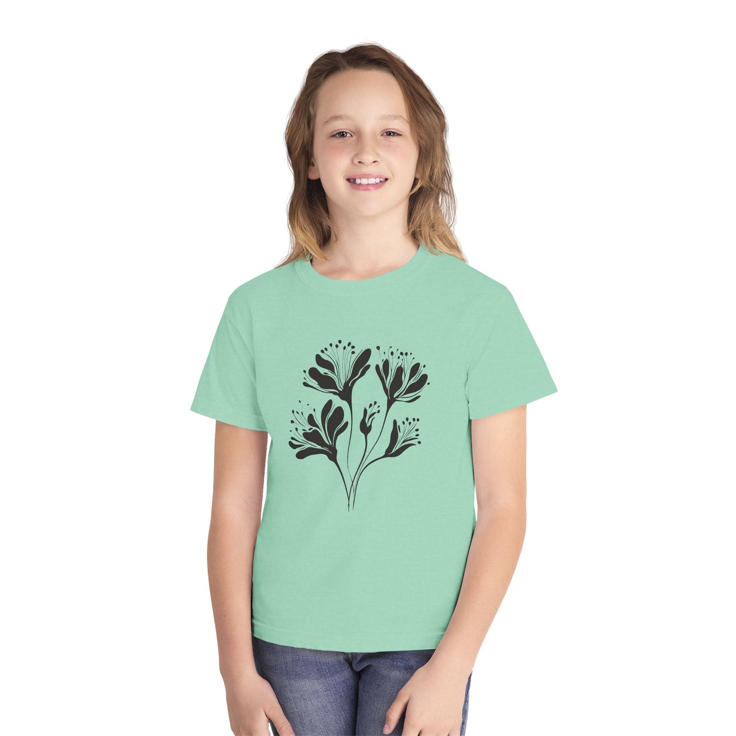 Youth Minimal Black Floral Tee