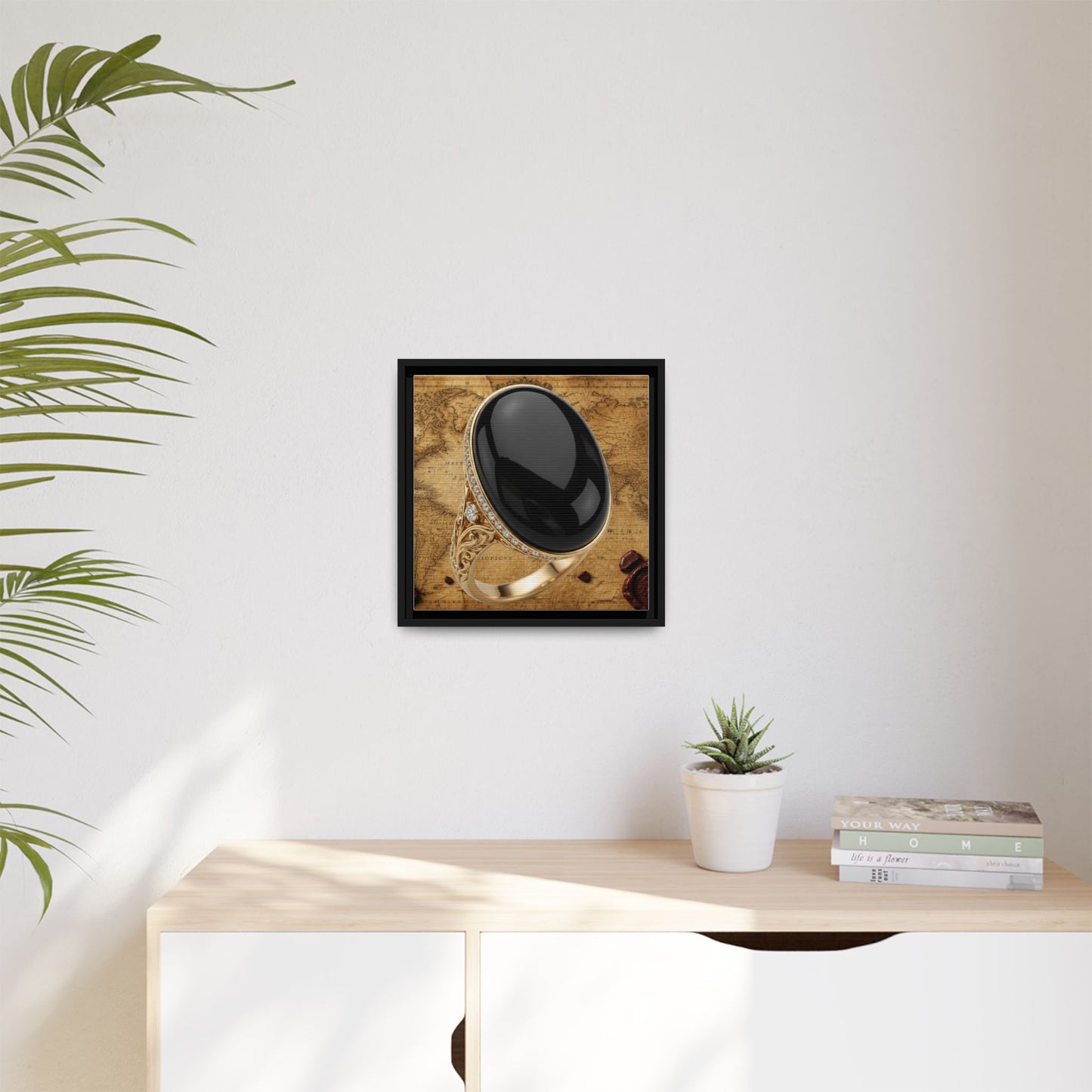 Onyx Cabochon Ring Framed Canvas