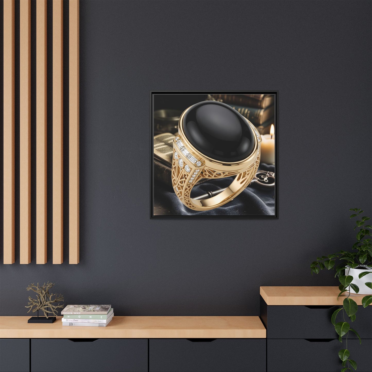 Midnight Onyx Ring Framed Canvas