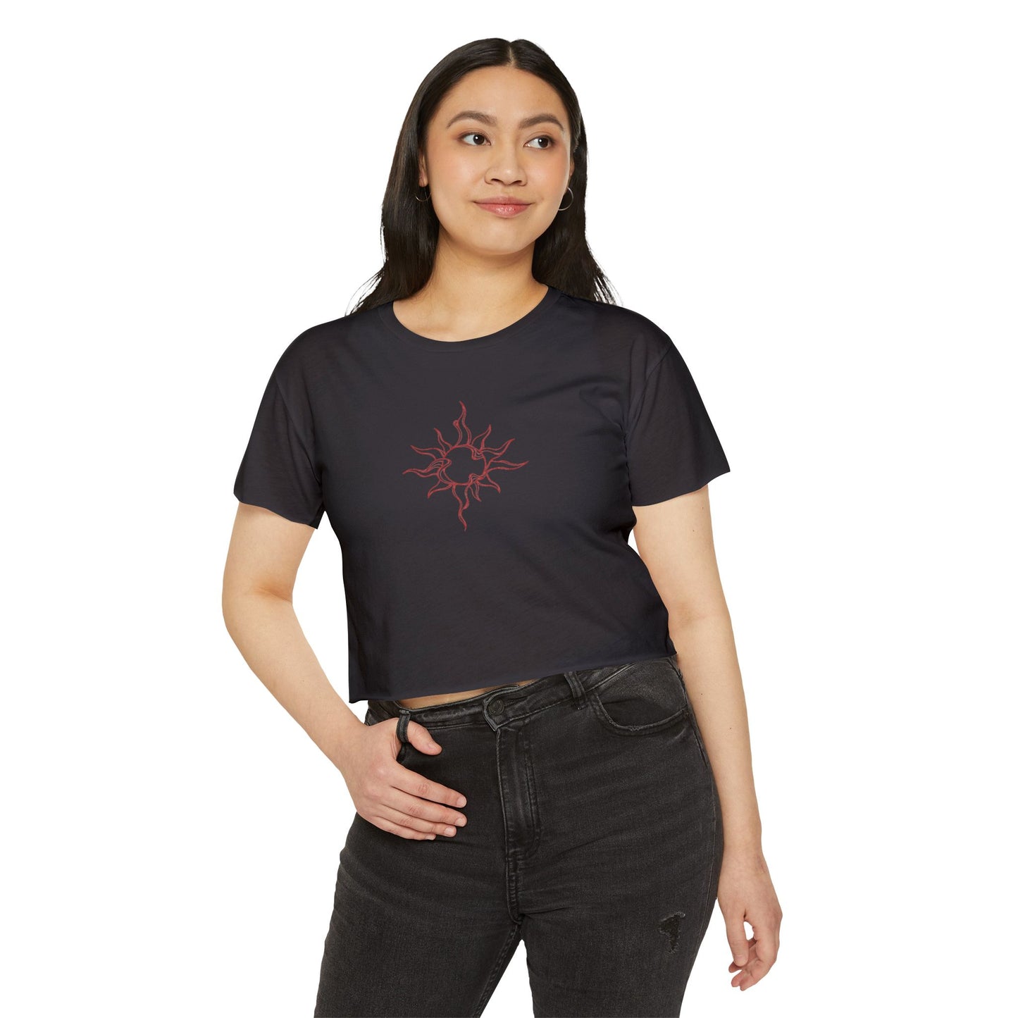 Wavy Sun Line Art Boxy Tee