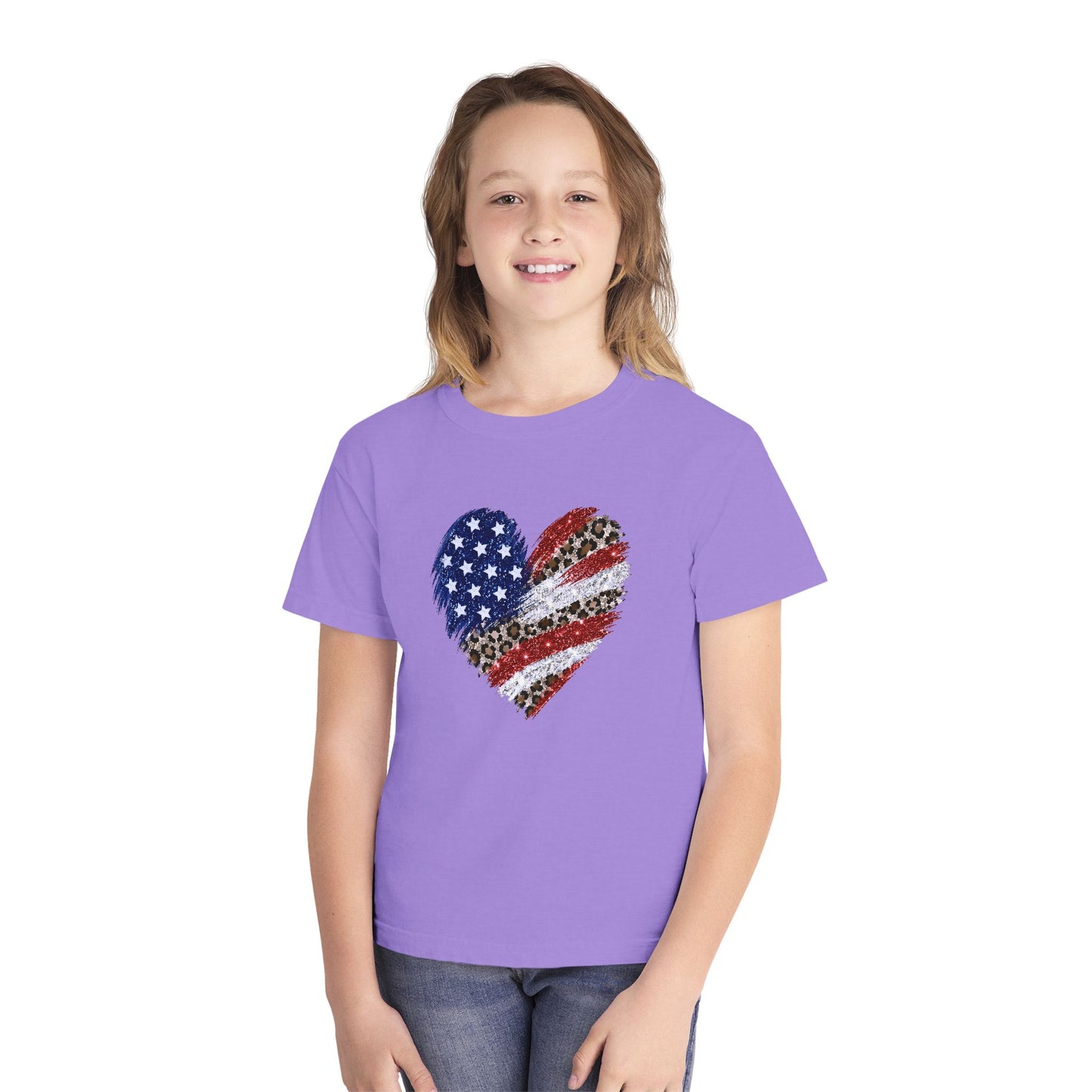 Distressed American Flag Heart Youth T-Shirt
