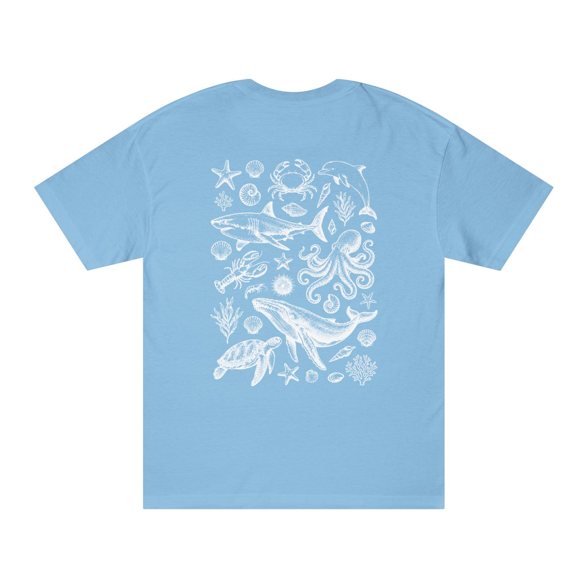 Ocean Wildlife Line Art Back Print Women’s Tee