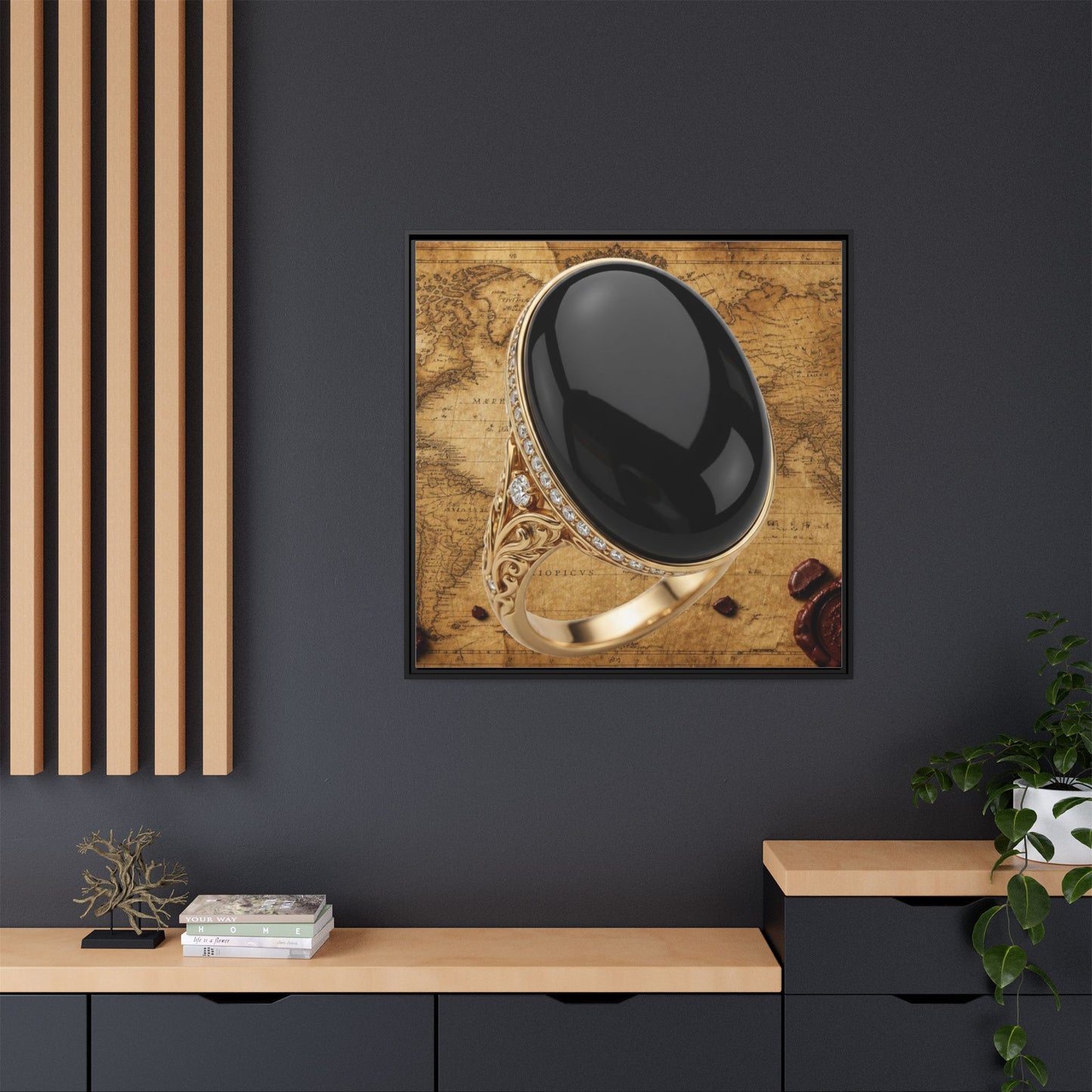 Onyx Cabochon Ring Framed Canvas