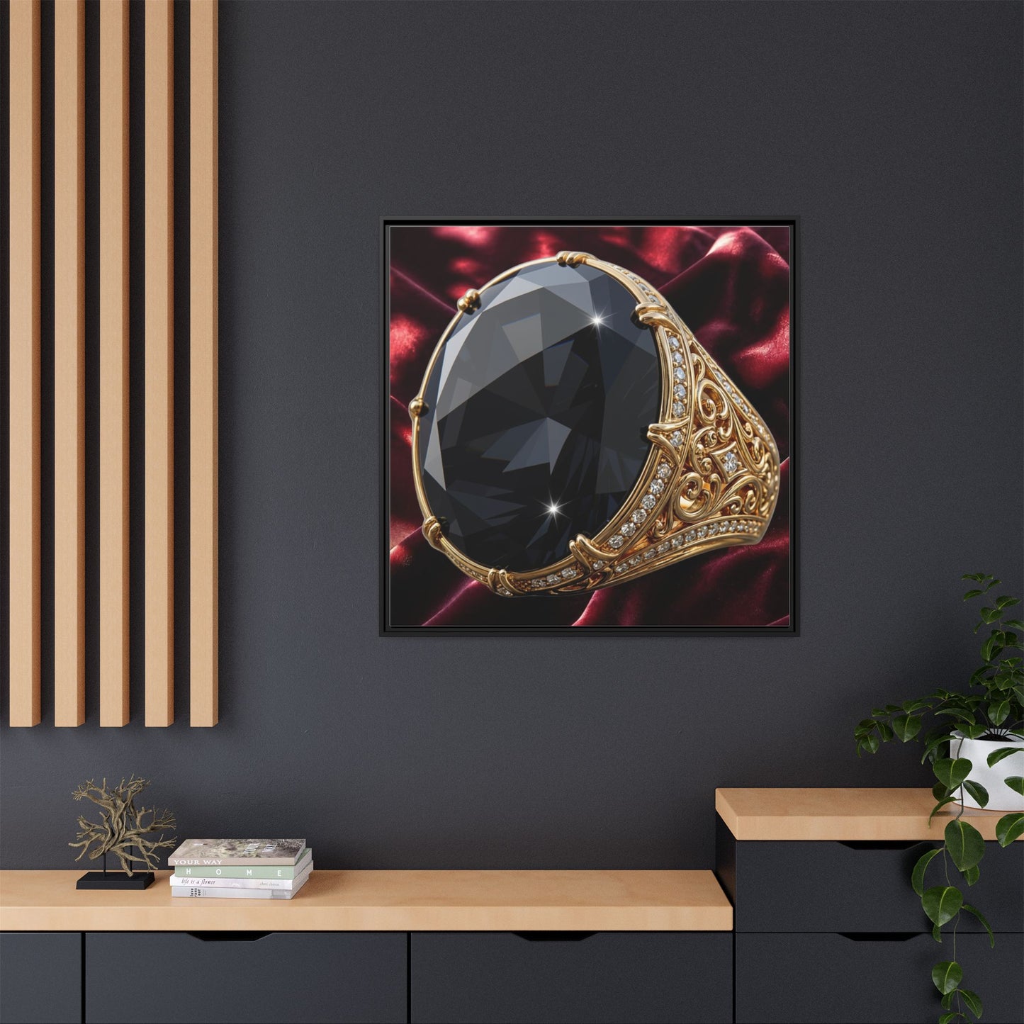 Black Diamond Crimson Satin Canvas