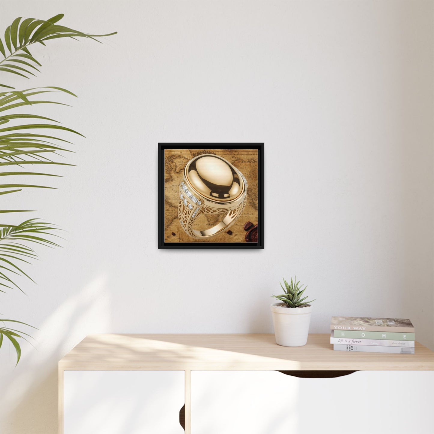 Gold Ring Old World Map Framed Art