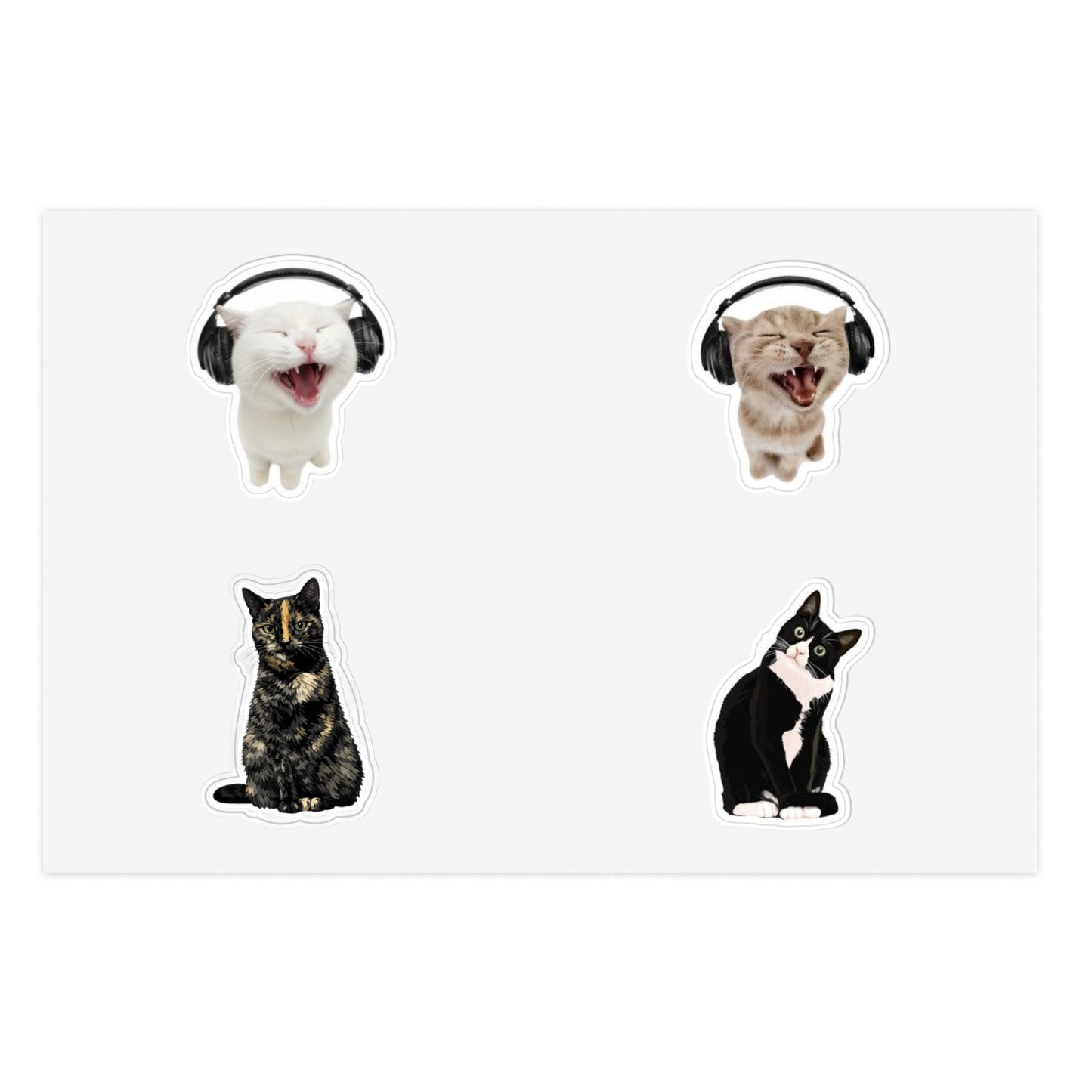 Headphone Cat Sticker Sheet