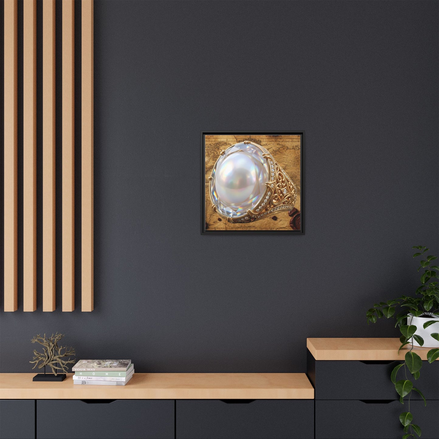 Pearl Atlas Ring Framed Canvas