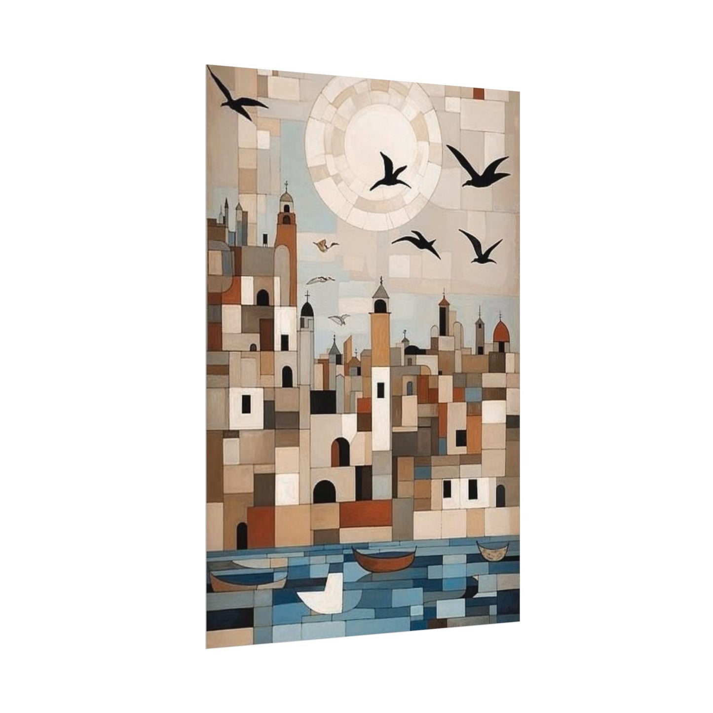 Moonlit Harbour Poster