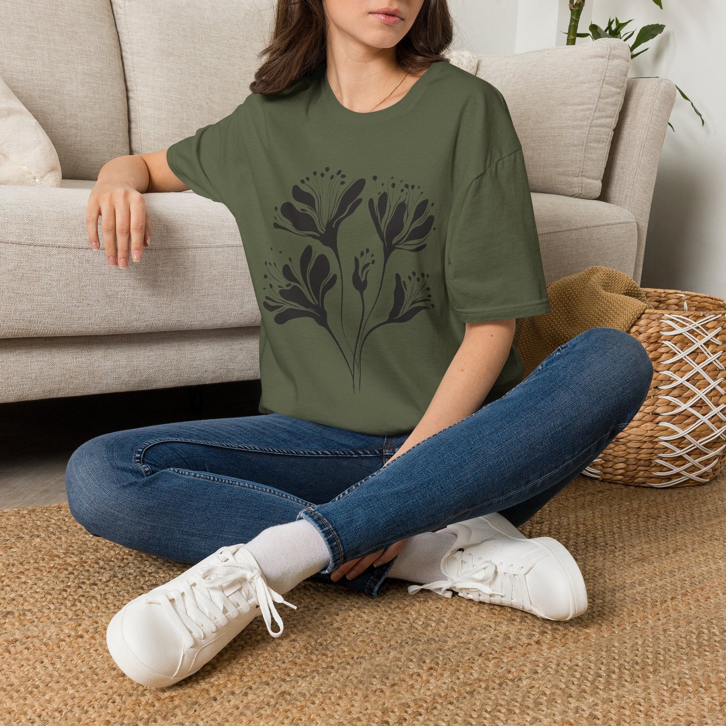 Monochrome Floral Silhouette Tee