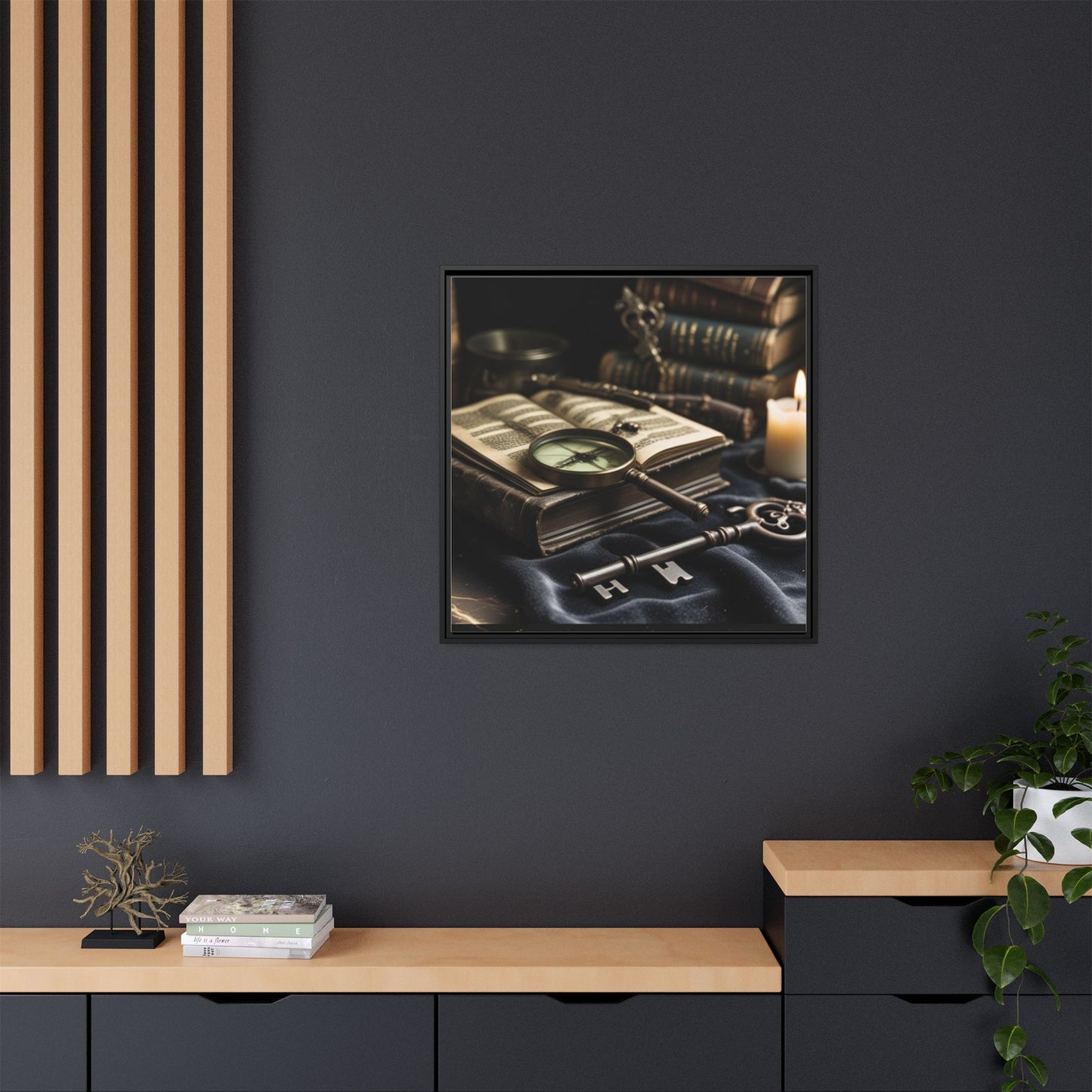 Vintage Detective Still Life Framed Canvas