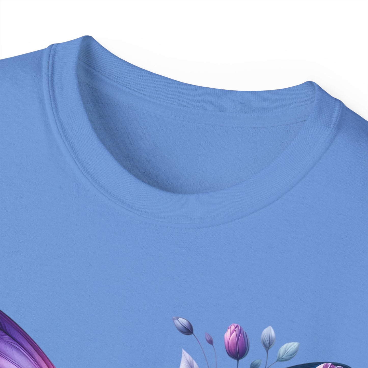 Purple Butterfly Floral Graphic T-Shirt