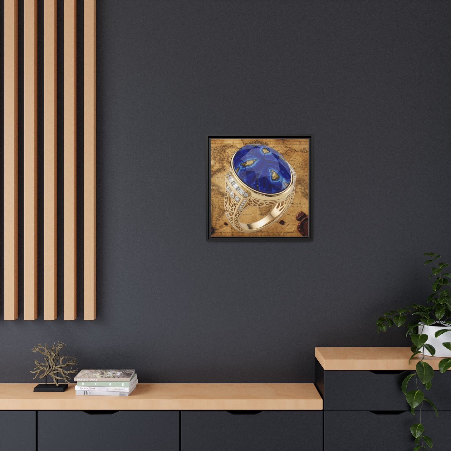 Lapis Lazuli Statement Ring Framed Canvas