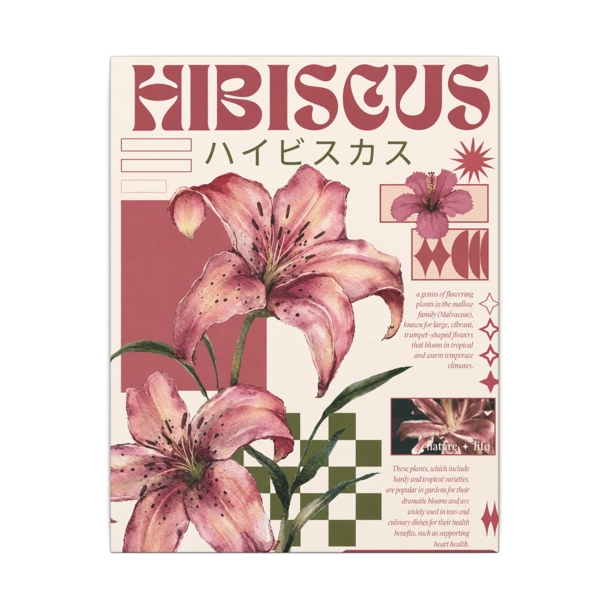 Hibiscus Botanical Matte Canvas Print