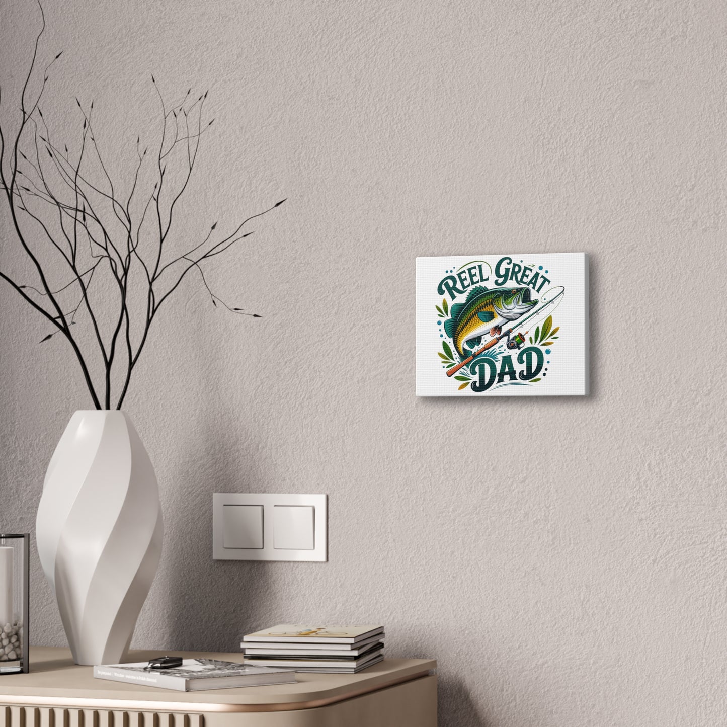 Reel Great Dad Fishing Framed Canvas Wall Art
