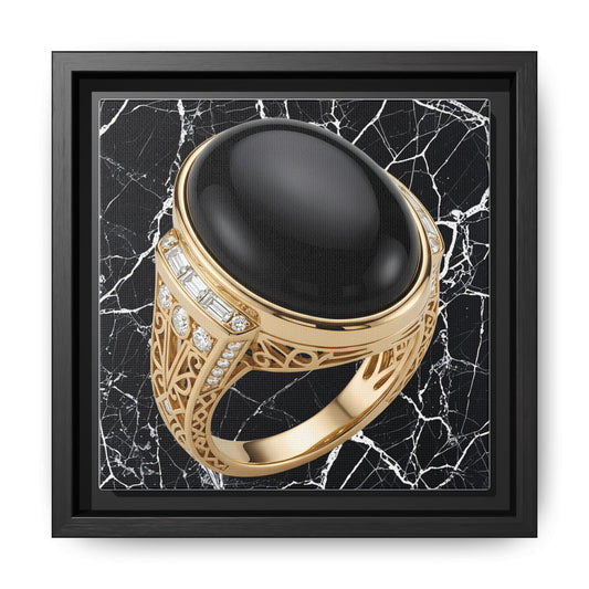 Midnight Marble Onyx Ring Framed Canvas