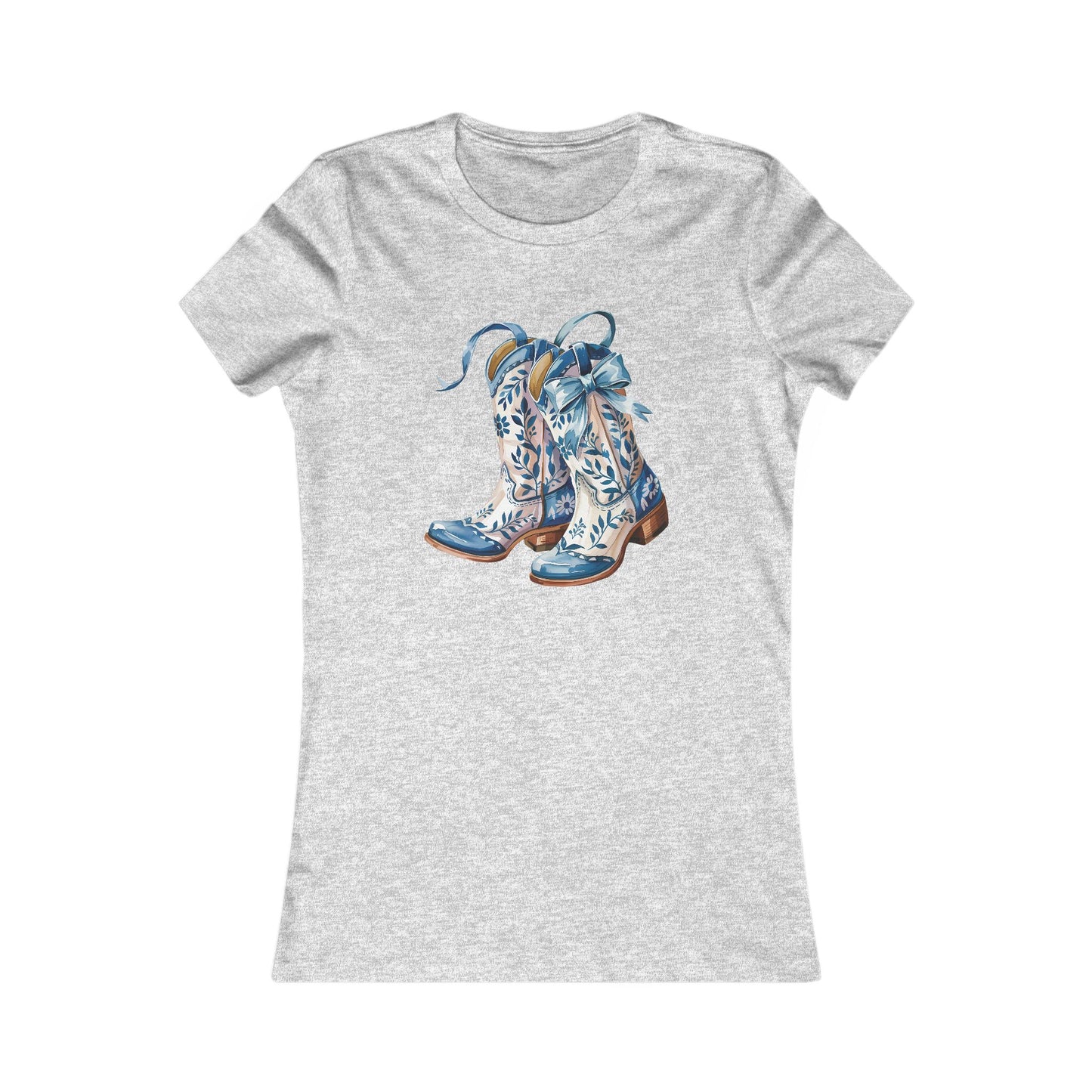 Blue Floral Cowboy Boots Women's Tee