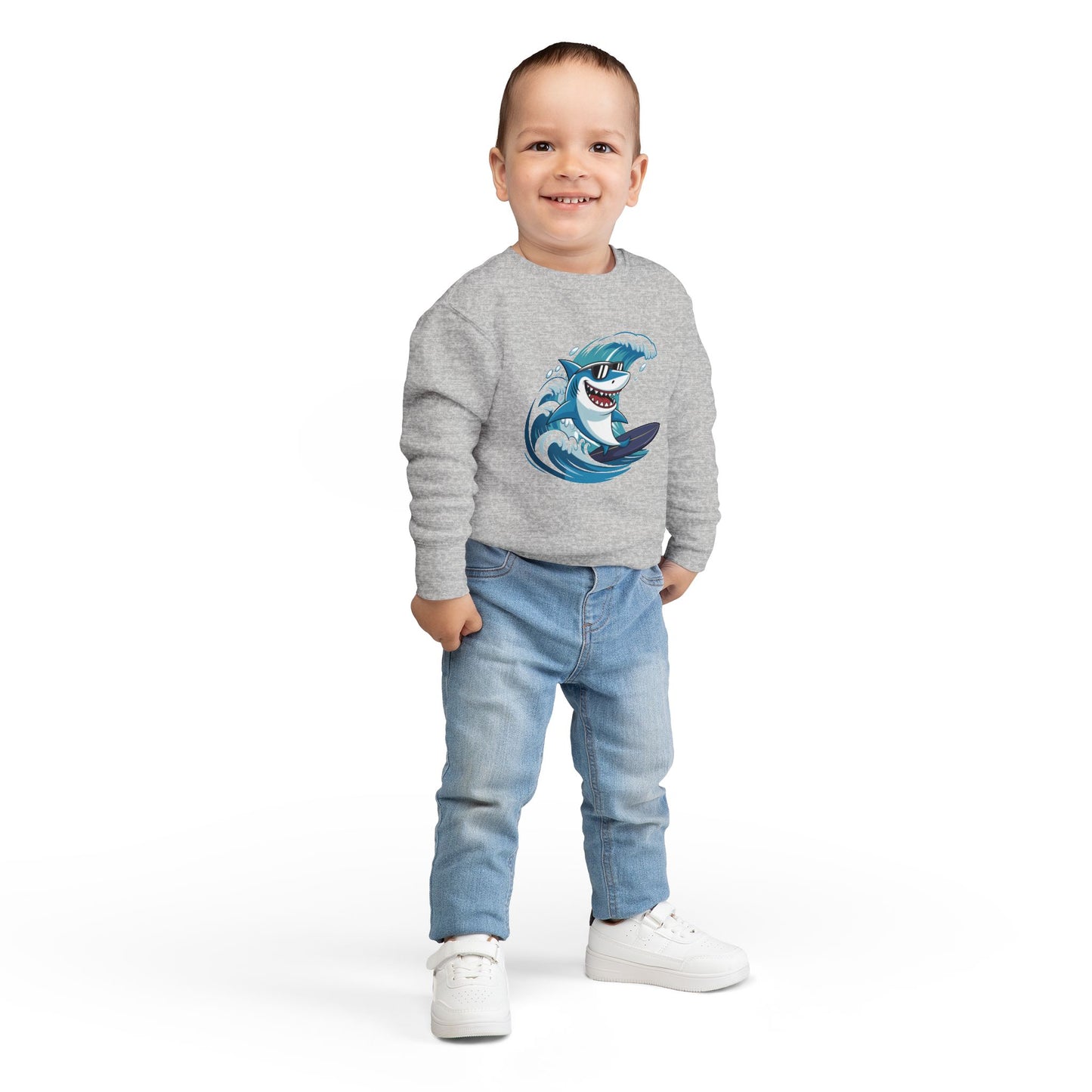 Surfing Shark Toddler Crewneck Sweatshirt