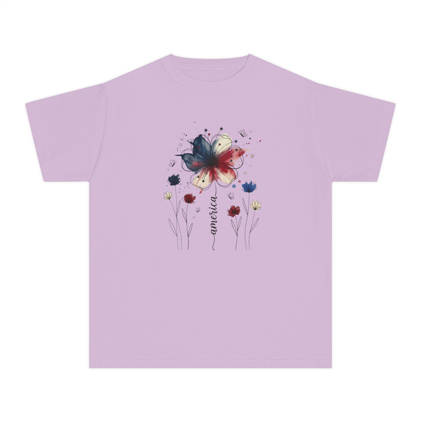 Watercolor Patriotic Butterfly Youth T-Shirt